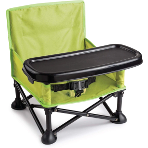 Summer by Bright Starts Pop 'N Sit Portable Booster Chair, Floor Seat, Indoor/Outdoor Use, Compact Fold, Green, 6 Mos - 3 Yrs