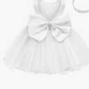 Baby Girls Dress Ruffle Lace Backless Bowknot Pageant Party Flower Wedding Dresses One One Size, White