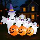 GARIG 7.2FT Halloween Inflatables Outdoor Decorations Ghost and Pumpkin Build-in LEDs Lights Blow Up Yard Decorations for Garden Lawn Indoor Party Holiday Decor