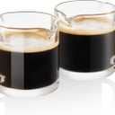 Ackers Clear Espresso Cups Set of 2,4 OZ Double Spouts Cups,Milk Cup with Handle, Espresso Accessories for Machine, Small