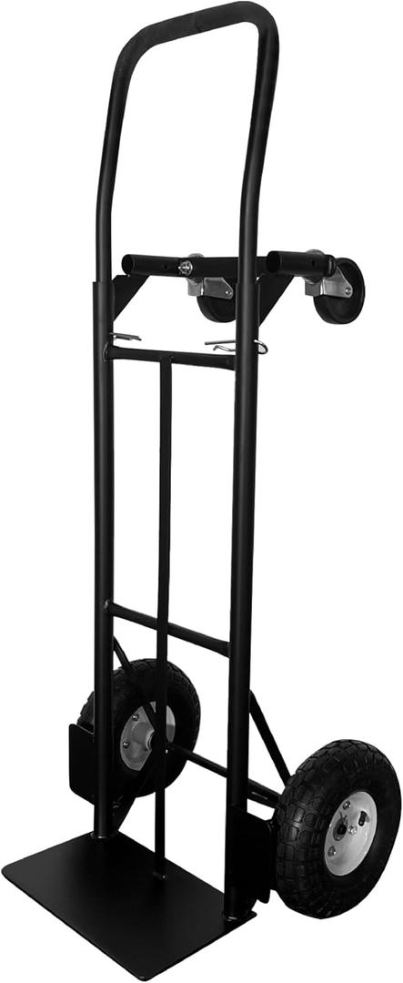 Olympia Tools 800 Lb Steel Convertible Hand Truck with 10" Pneumatic Wheels for Home and Office Use