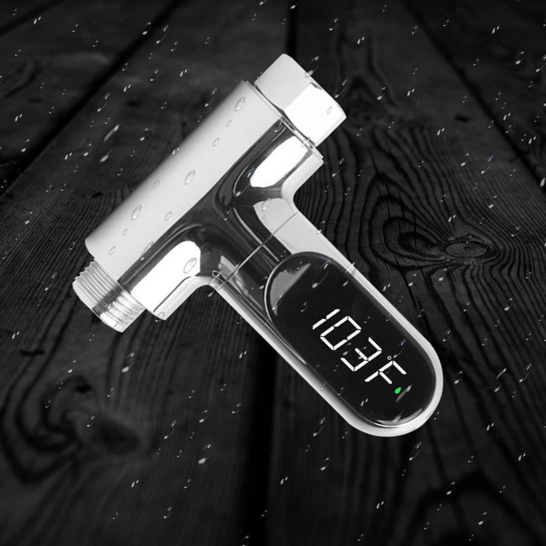 Shower Thermometer,Led Digital Display 360Rotating Screen Baby Bath Water Power Support Fahrenheit Celsius Home Bathroom Kitchen Water Thermometer for Shower Bath Handheld Sprinkler Head
