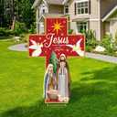 Aneco 47.2 Inch Large Christmas Holy Nativity Yard Sign Jesus is The Reason for The Season Lawn Signs with Metal Stakes Religious Christian Inspirational Decor for Xmas Outdoor Holy Family Garden