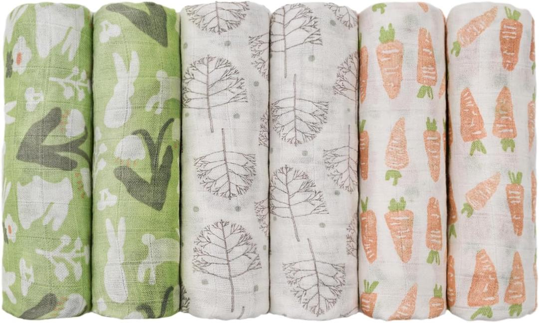 GLLQUEN BABY Muslin Squares Cloth for Baby, 6pack 70cm x 70cm Cotton Burp Cloths for Newborn, Absorbent & Breathable and Ideal to Clean, Wipe & Cover Newborns