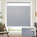 Lazblinds Upgraded Top Down Bottom Up (TDBU) Honeycomb Blinds, No Drill No Tools Easy Install Cordless Cellular Shades for Windows 25" W x 64" H, Dark Grey - Blackout
