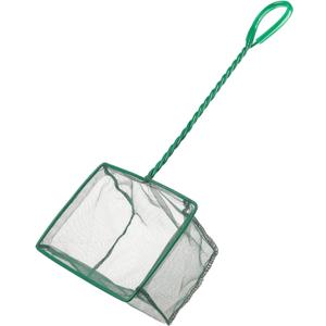 Pawfly Aquarium Fish Net with Braided Metal Handle Square Net with Soft Fine Mesh Sludge Food Residue Wastes Skimming Cleaning Net for Fish Tanks Small Koi Ponds and Pools