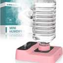 Portable Humidifiers for Travel, Small Mini Humidifier with Auto Shut-Off, Nightlight and Storage Bag for Hotel, Bedroom or Office, Plant Humidifier Indoor, Pink