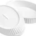 Foraineam 2 Pack 15 oz White Porcelain Oval Baking Dishes, 8.8 x 5.5 x 1.8 Inch Au Gratin Pans Small Table Serving Dish, Lasagna Pan Crme Brulee Bakeware Set with Double Handles, Dishwasher Oven Safe