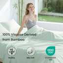 Love's cabin 4 Piece Queen Sheet Set, 100% Rayon Derived from Bamboo, Cooling & Breathable, Soft Silky Deep Pocket up to 16", Hotel Luxury Bedding for Hot Sleepers, Sea Glass