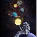 Space Wall Art Decor Planet Astronaut Painting Pictures Print On Canvas, Galaxy Stars Framed Canvas Wall Art for Home Decoration Living Room Bedroom Artwork (G390)