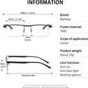 Half-frame Women's Multifocal Reading Glasses TR90 Photochromic Progressive Reader Anti-Blue Light Computer Glasses (Black)