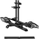 E-Bike Rack with Ramp, Hitch 2 Bike Rack, 200 lbs Capacity Electric Bike Carrier, Foldable Platform Mount for Cars, Trucks, SUVs, Minivans, Up to 5-Inch Fat Tire for 2'' Receiver (EZ-FOLD 2-EBIKE RACK WITH RAMP)