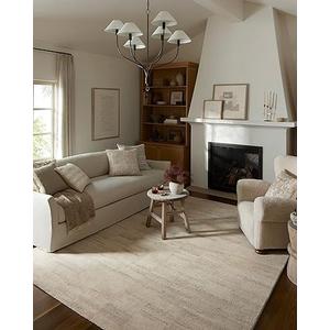 Loloi Amber Lewis Rocky Natural/Fog 9'-3" x 13' Area Rug | ROC-03 Approx. 9x13 Beige Living room Dining room Bedroom, Geometric, Hand-Tufted, Moroccan, Neutral, Area Rug