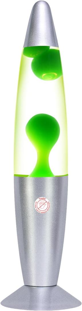 Green Magma Lamp with for Adults Kids Liquid Motion Lamps 13 Inches Mood Night Light with Sliver Base and Cap Decoration for Home Living Room Bedroom Girls Boys