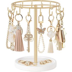 Mkono Keychain Display Stand, 14 Hooks Bag Charms Organizer Bracelet Holder