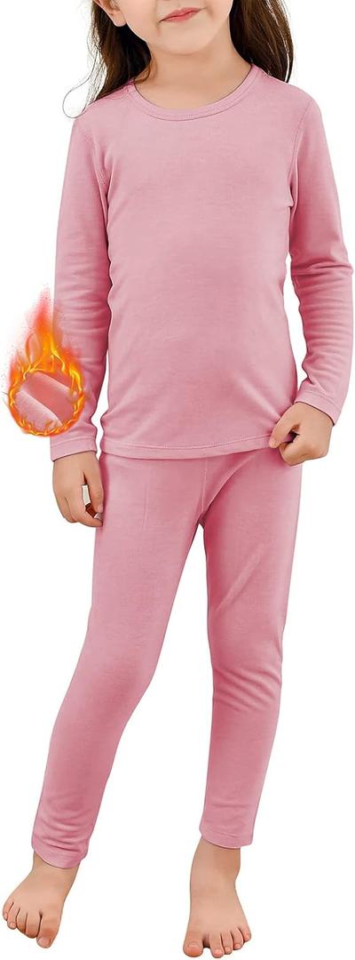 Thermal Underwear for Kids Toddler Winter Base Layer Long Johns Sets for Girls Boys (Medium (90) /2T-3T, A Dark Pink)