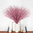 SUPREME XMAS 30 Pack Artificial Glitter Berry Stem Ornaments, Pink Christmas Ornaments Branches Picks Set for Xmas Tree Decorations Gift Small Vase Wreath Fireplace Home Holiday Wedding Party Decor