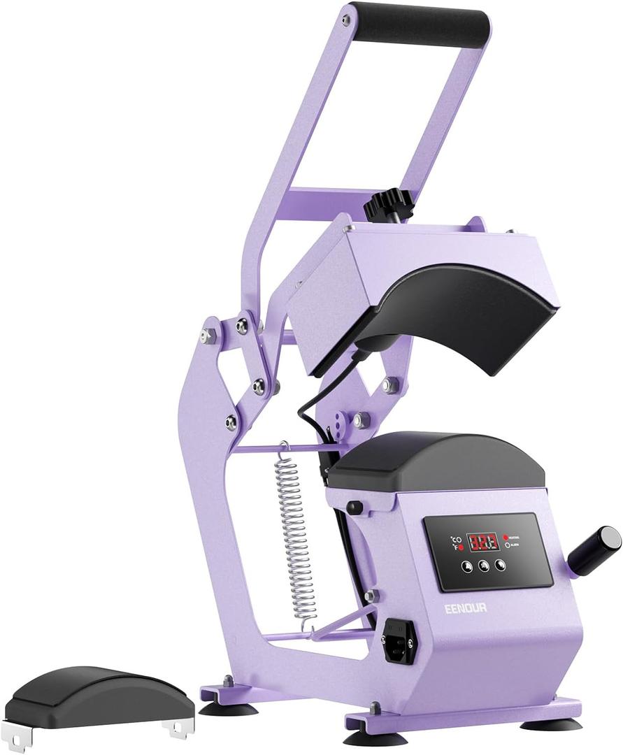 Hat Press Heat Machine for Caps with Precise Temp&Timer Control, Timer Auto Starter, Hat Heat Press with 2 Platens for Trucker Hat & HTV Iron on Vinyl, Sublimation Hat Press, Heat Transfer (Purple)