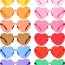 Gejoy 15 Pairs Heart Shaped Sunglasses for Women Men Valentine Transparent Candy Color Frameless Glasses