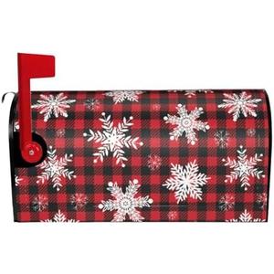 GONGTAOMO Christmas Xmas Snowflake Buffalo Check Red Black and White Plaid Mailbox Covers Magnetic Mailbox Wraps Post Letter Box Cover Standard Oversize 21"X18"/25.5" X 21" Mailwrap Garden Home Decor