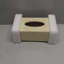 Natural Travertine Textures Tissue Box Cover Rectangular (Only Suitable for Standard Sized Tissue Box) for Decor,Resin Tissue Box for Bathroom Countertop,Bedside,OfficeMade of Resin, Height of 4 in (Yellow Stone L)