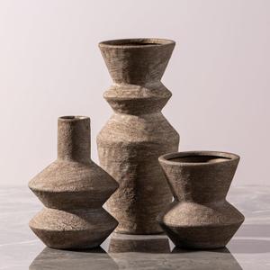 Ceramic Vase Home Table Decor - Brown Flower Vase Set of 1 Living Room Kitchen Decorations Farmhouse Modern Rustic Vases Decorative Centerpiece for Shelf Bedroom Office Bathroom Dining Coffee Desk