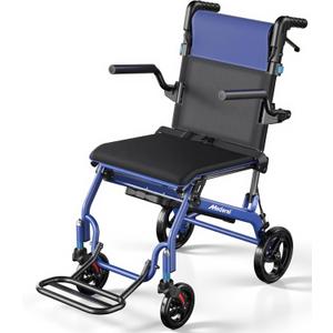 Lightweight Wheelchair for Adults, Transport Wheelchair Foldable Chair, Portable Ultra Light(Weighs Only 20.5 lbs) for Seniors, Elderly and Disabled, Blue