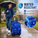 Rolling Backpack with Wheels for Boys and Kids, Blue Wheeled Bookbag 3PCS, One Size
