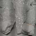 qfmqkpi Womens Sparkly Sequin Open Front Blazer Coat Puff Long Sleeve Crop Jacket (Medium, Silver)