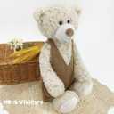 MR VIVICARE 13.5" Cream Beige Bear Stuffed Animals for Kids and New Born Babies,Knitted Dressed Stuffed Teddy Bear Plush Toys for Boys and Girls,Great Gifts on Birthday,Christmas,Machine Washable
