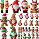 Chunful 30 Pcs Christmas Figurines Miniature Nutcracker Santa Snowman Gingerbread Man Deer Elves Gnomes Figures for Christmas Ornaments Party Favors Fillers Cake Toppers Gift Dollhouse Home Decor
