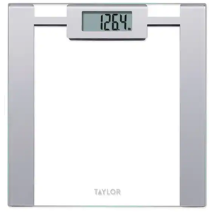 Taylor Digital Bathroom Scale, Glass with Silver Metallic Accents