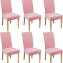Smiry Velvet Stretch Chair Covers for Dining Room Set of 6, Soft Fit Removable Washable Kitchen Parsons Chair Slipcover Protector, Pink