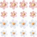 3D Flower Fridge Magnets Cute Mini Colorful Decorative Magnets Photo Wall Fixing Suitable for School Office Locker Kitchen Cabinet Whiteboard 16 Pcs (Pink White)