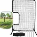Heavy Duty Standard C Softball Pitching Screen, C Screen Baseball for Batting Cage, Portable Softball Baseballs Pitching Machine Protective Screen with 33 x 18 Cutout, Batting Practice Equipment