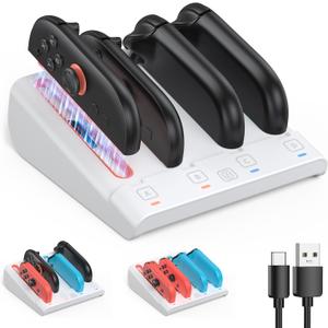 2 x Kinwin Charging Dock for Nintendo Switch 2/1/OLED for Joy-con, Magnetic Charger Station for Joycon 2, Stand Accessory for Switch 2/1/OLED