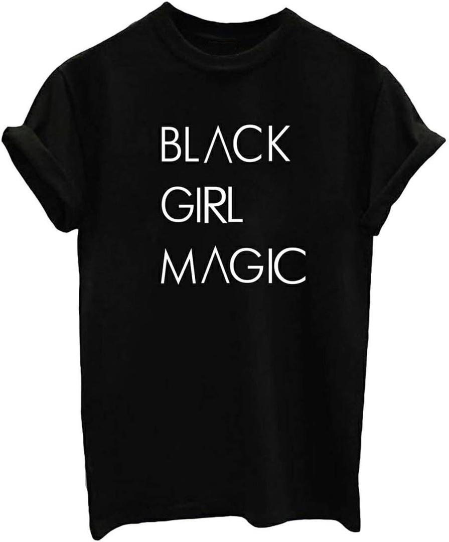 BLACKOO Women Graphic T-Shirts Cute Tees Summer Tops (Black, M)