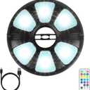 Color Umbrella Light with Remote, Outdoor/Patio Umbrella Light, Rechargeable/AA Battery, Umbrella Pole Light, 300Lumen, Stepless Dimming, for Patio Table