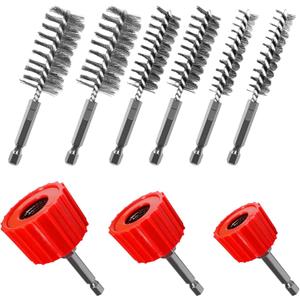 Copper Pipe Cleaner for Drill,Copper Pipe Cleaner Set Cleans Pipes and Tubes for Soldering (Stainless Steel, 1/2",3/4",1")