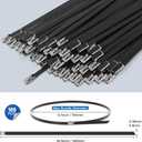 Stainless Steel Zip Ties, 19.8" Black Self-Locking Cable Ties, 40pcs Heavy Duty