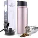 Infuser Travel Mug with Removable loose leaf Tea Strainer Bottle 18/8 Stainless Steel Insulated Tumbler for Women Rosegold