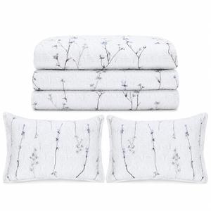 KOTTOMFY Soft Breathable Cotton Quilted Comfort, White Quilt Set Queen Size 92x96 3 Piece Lightweight Bedspread with Pillow Shams All Season Bedding