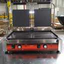 EGGKITPO Commercial Dual Panini Press with 2 Flat Plates Electric Panini Grill with Temperature Control and Handle 19.5" 9.4" Large Cast Iron Sandwich Maker for Kitchen Business 110V 3400W