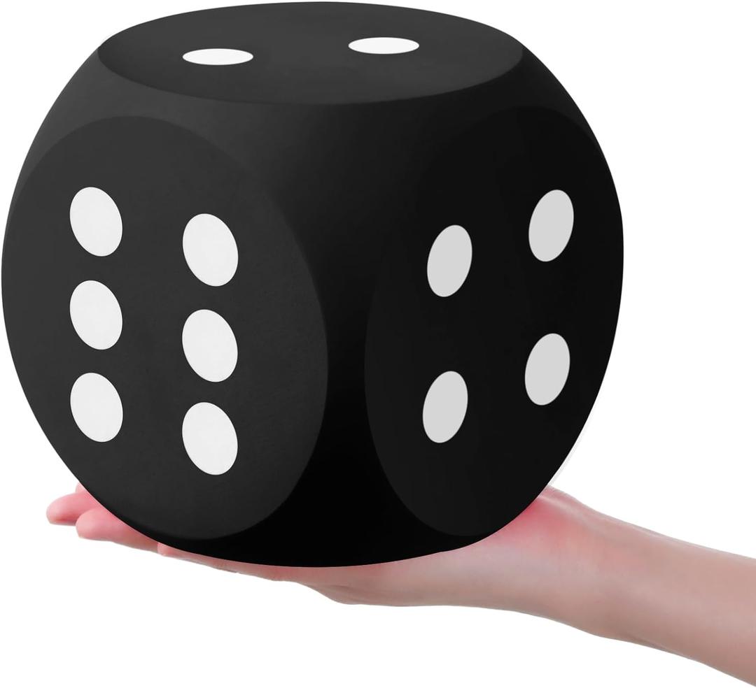 Shappy 6 Inches Foam Dice Fun Filled Large Educational Toy Kawaii Giant Dice Decorative Eva Foam Jumbo Cube Big Square Building Blocks for Game Nights Learning Sessions(Black,1 Pc)