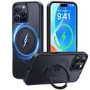 CASEKOO Ultra-Magnetic Stand for iPhone 16 Pro Case [Military Drop Protection] [Compatible with MagSafe] Shockproof Translucent Matte Slim Ring Holder Case for iPhone 16 Pro 6.3", Black