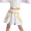 Girls 3PCS Fashion Stage Costume Outfits, 4-12 Years (8-9 Years, White)