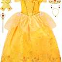Avady Princess Dresses for Girls Princess Costume Kids Off Shoulder Halloween Birthday Party Dress Up Clothes