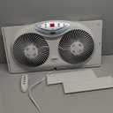 Bionaire Window Fan with Reversible Airflow Blades  3-Speed Settings, Programmable Thermostat, LED Display, Remote Control, Fits 2436" Windows, No Assembly Required