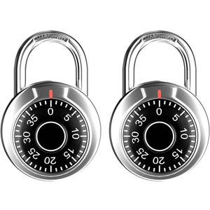 FIGODE Locker Lock, 2 in. Combination Lock, Keyless Padlock for Gym and School Lockers, Black Dial Lock, 2 Pack