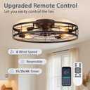VOLISUN 27.6'' Caged Ceiling Fan with Light and Remote,Rustic Low Profile Ceiling Fan with Light Flush Mount, Farmhouse Bladeless Fandelier Ceiling Fans with Lights for Kitchen,Bedroom-Black
